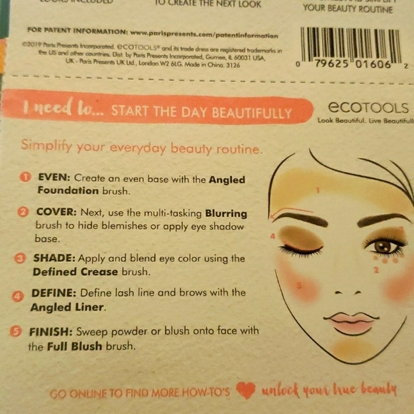 ECCOTOOLS COSMETIC BRUSHES WITH STORAGE TRAY. NIB. - Picture 5 of 6